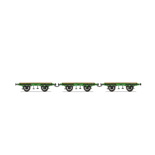 Hornby R60014 L&MR Flat Bed Wagons Three Wagon Pack Stephenson's Rocket - Era 1 OO Scale