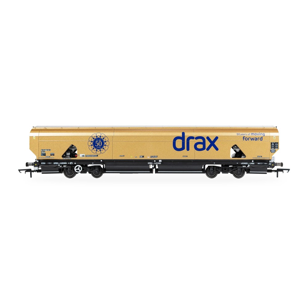 HORNBY R60322 Drax - Biomass - Wagon - Gold Livery Drax 50th Anniversary - Era 11