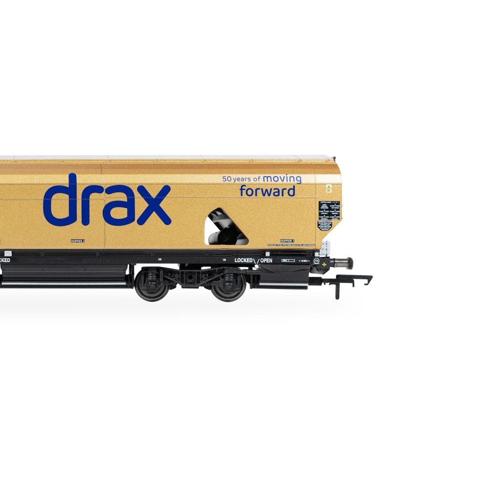 HORNBY R60322 Drax - Biomass - Wagon - Gold Livery Drax 50th Anniversary - Era 11
