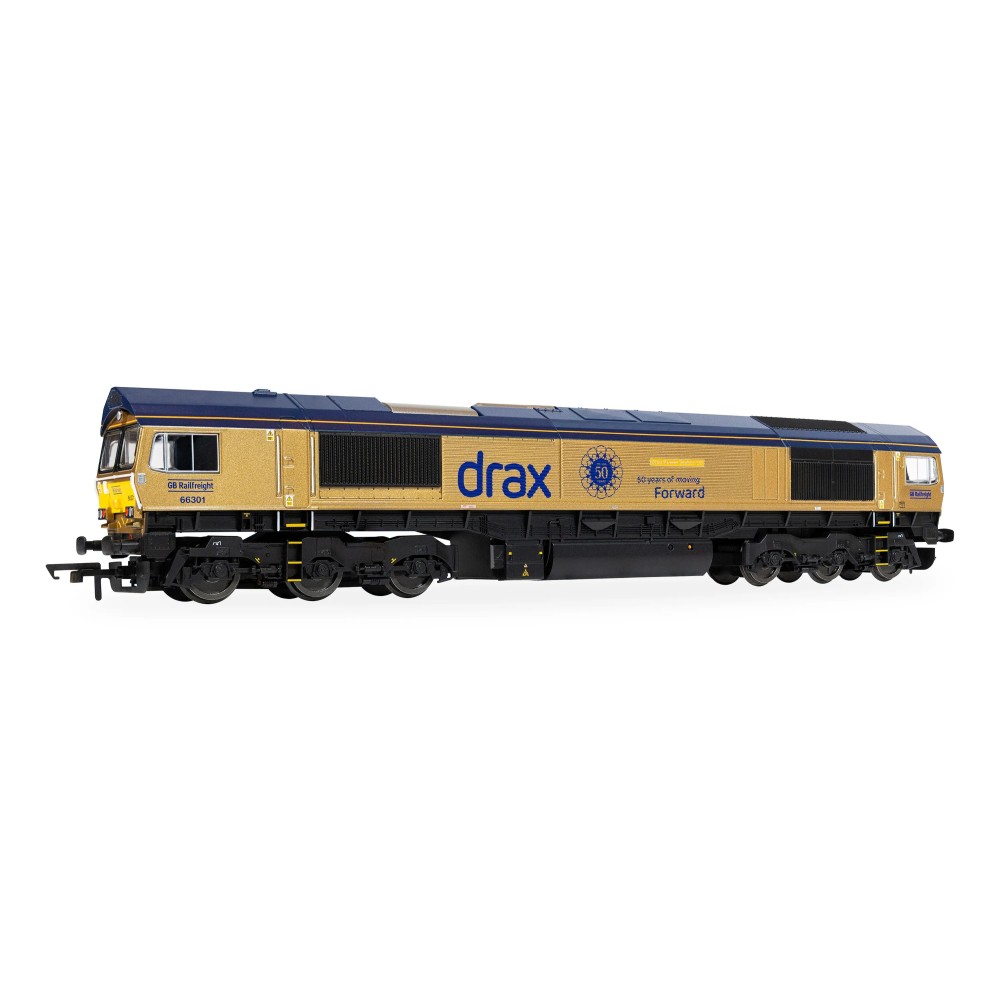Hornby R30461 RailRoad GB Railfreight Class 66 Diesel Locomotive 66301 Drax Power Station 50 - Gold Livery Drax 50th Anniversary - Era 11
