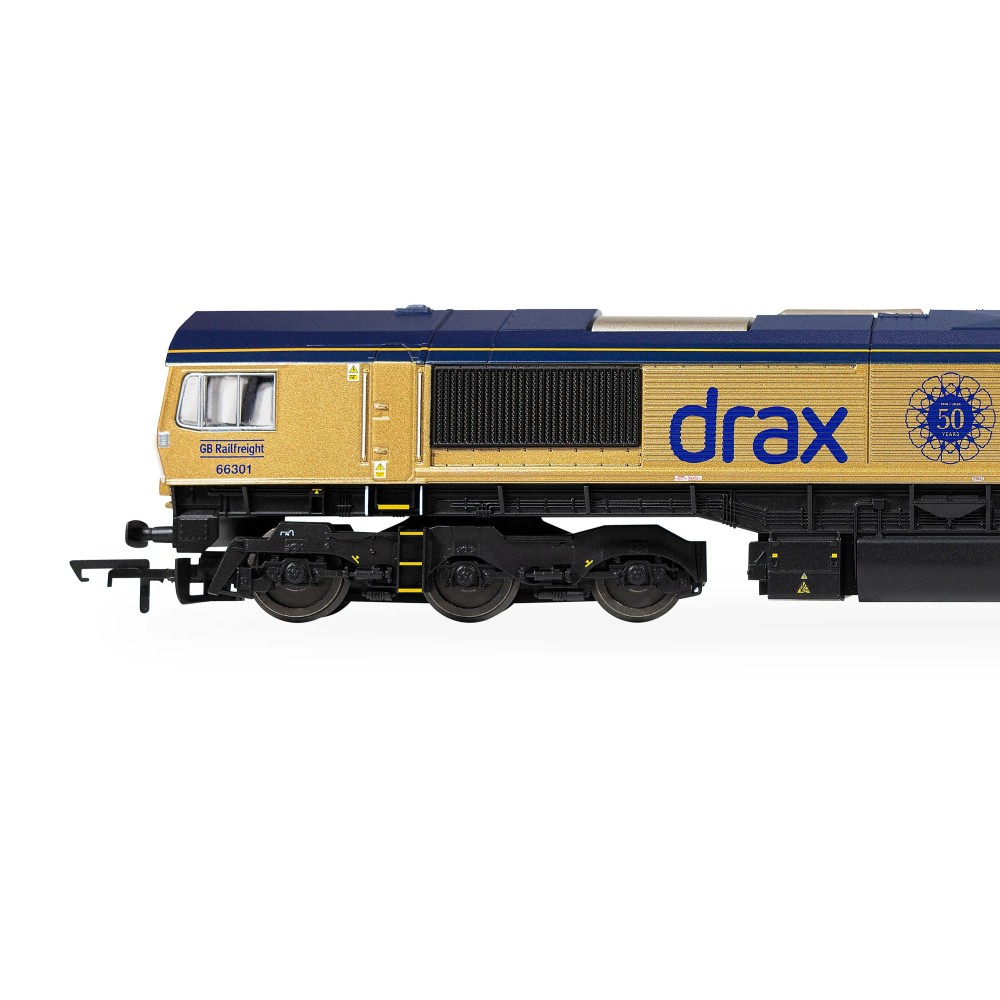 Hornby R30461 RailRoad GB Railfreight Class 66 Diesel Locomotive 66301 Drax Power Station 50 - Gold Livery Drax 50th Anniversary - Era 11