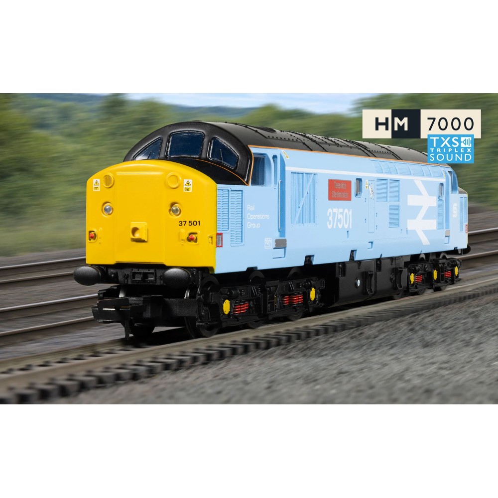 Hornby R30545TXS RailRoad Plus British Steel Class 37 - Teesside Steelmaster - Co-Co 37501 Diesel Locomotive Digital sound fitted