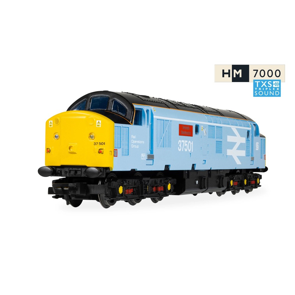 Hornby R30545TXS RailRoad Plus British Steel Class 37 - Teesside Steelmaster - Co-Co 37501 Diesel Locomotive Digital sound fitted