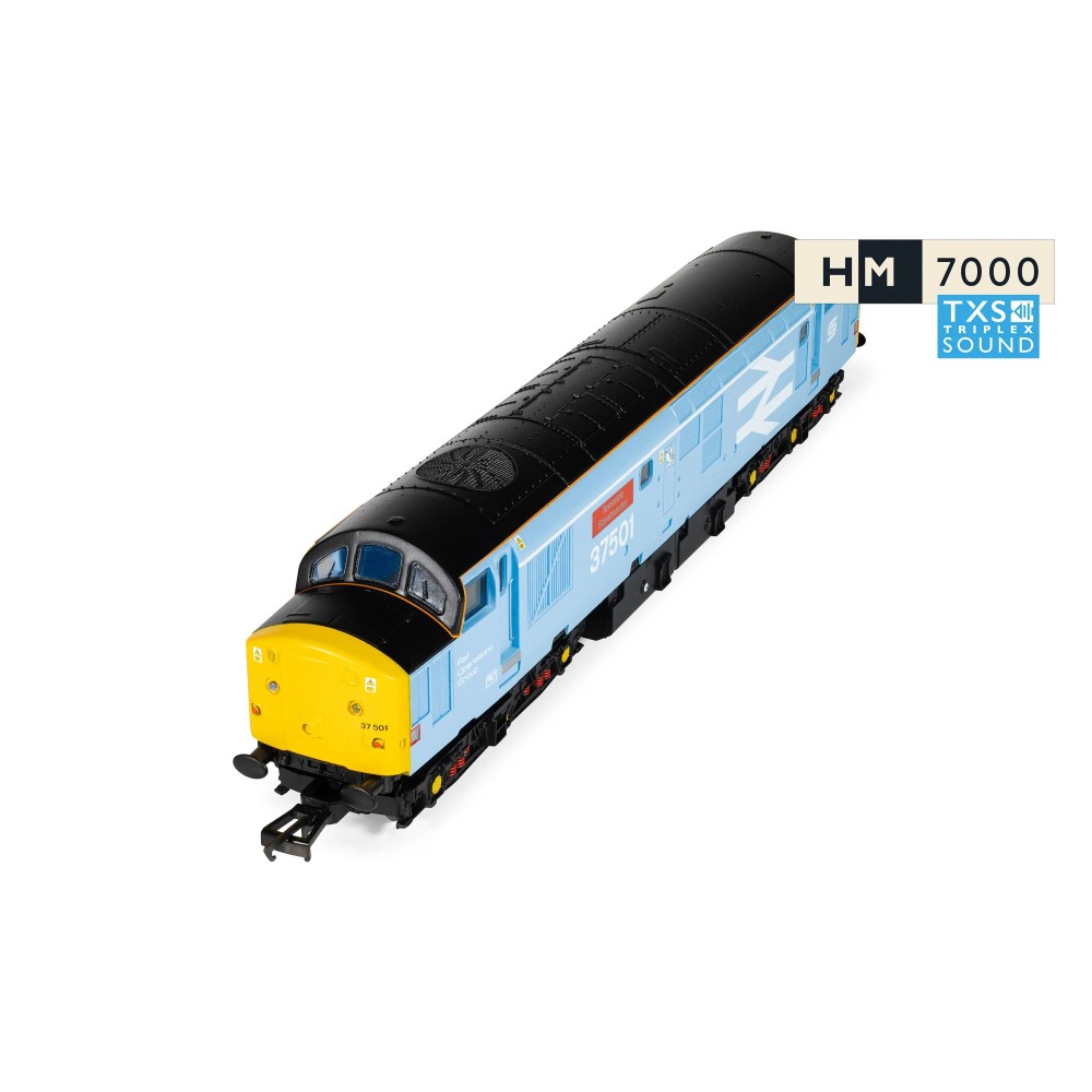 Hornby R30545TXS RailRoad Plus British Steel Class 37 - Teesside Steelmaster - Co-Co 37501 Diesel Locomotive Digital sound fitted