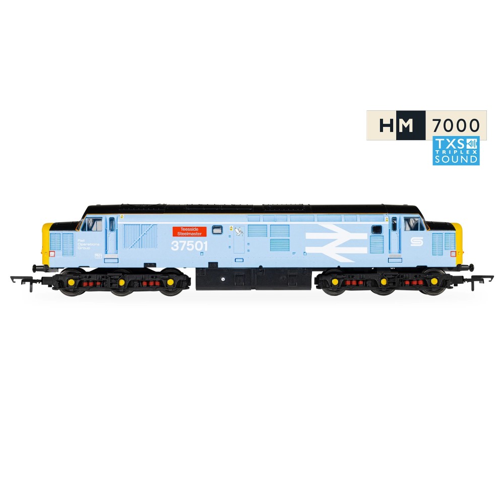Hornby R30545TXS RailRoad Plus British Steel Class 37 - Teesside Steelmaster - Co-Co 37501 Diesel Locomotive Digital sound fitted