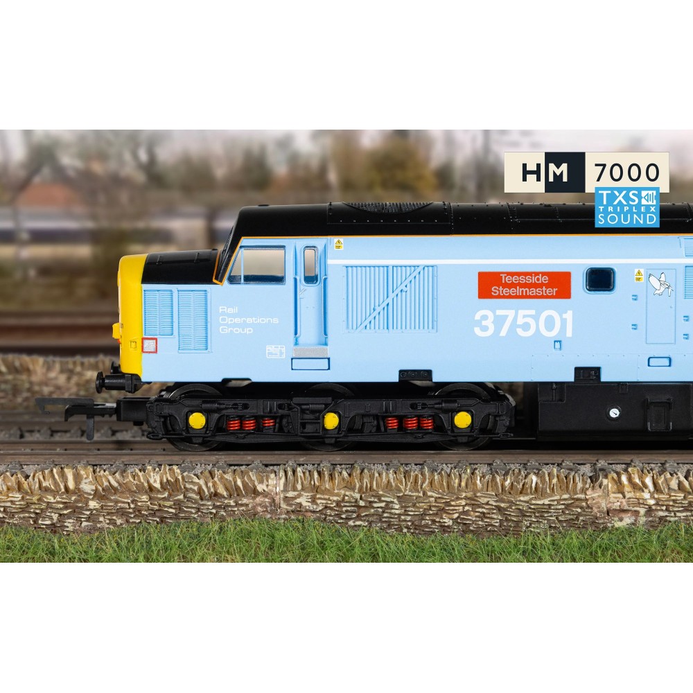 Hornby R30545TXS RailRoad Plus British Steel Class 37 - Teesside Steelmaster - Co-Co 37501 Diesel Locomotive Digital sound fitted