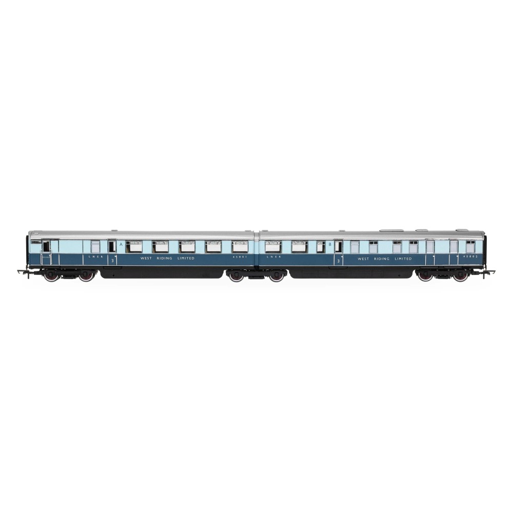 Hornby R40477 LNER West Riding Limited Brake Third & Kitchen Third Articulated Coach Pack - Era 3 OO Scale