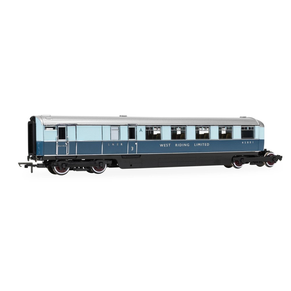 Hornby R40477 LNER West Riding Limited Brake Third & Kitchen Third Articulated Coach Pack - Era 3 OO Scale