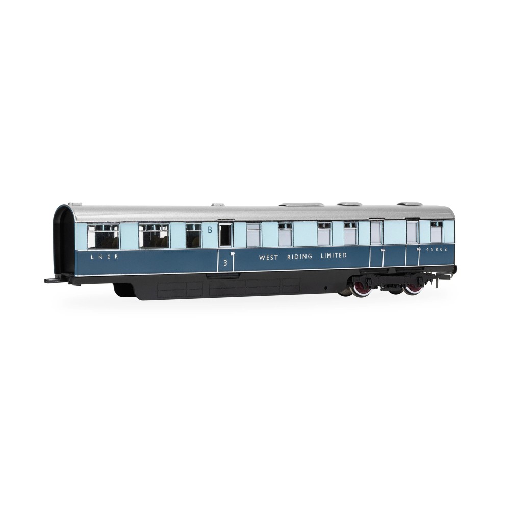 Hornby R40477 LNER West Riding Limited Brake Third & Kitchen Third Articulated Coach Pack - Era 3 OO Scale