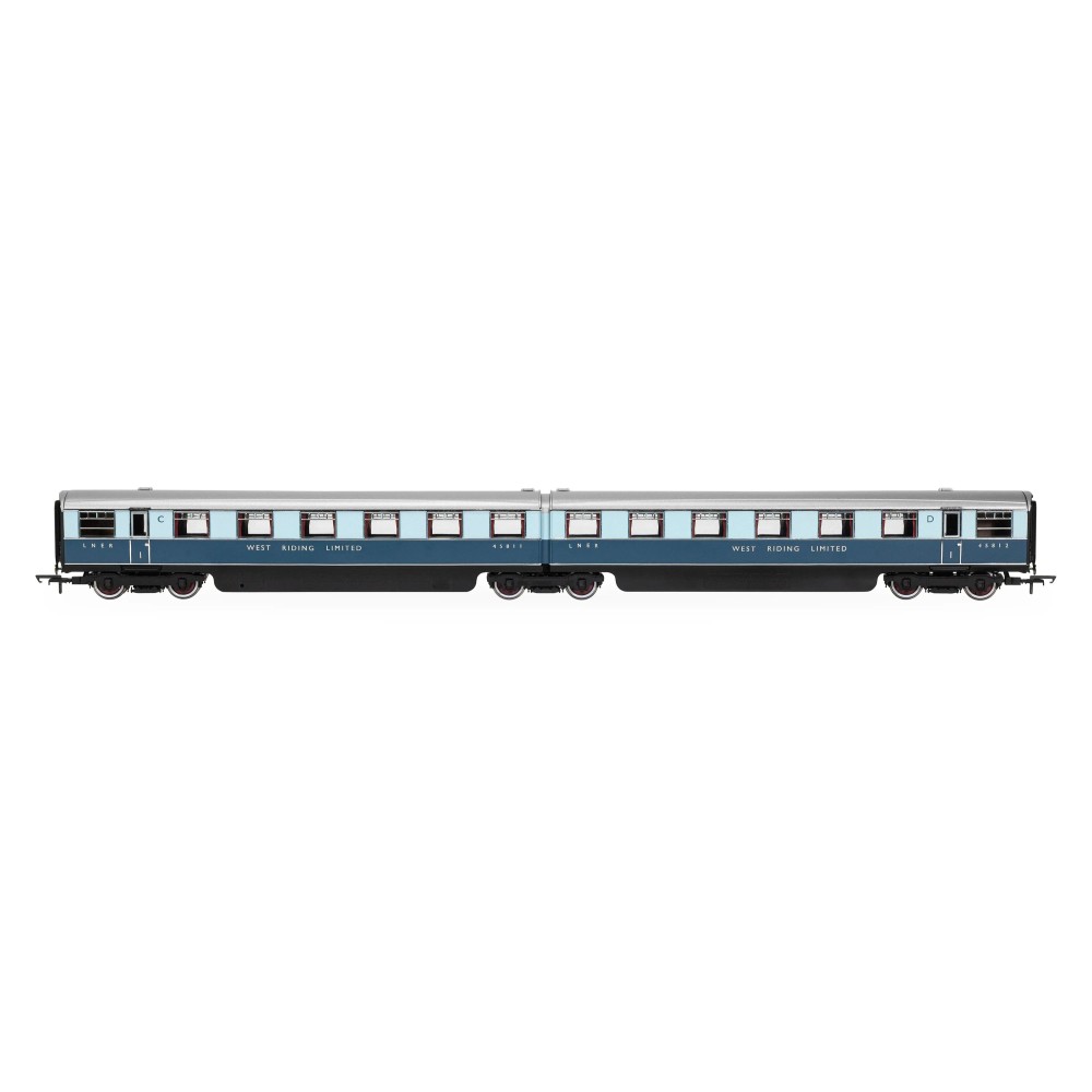 Hornby R40478 LNER West Riding Limited Double Open First Articulated Coach Pack - Era 3 OO Scale