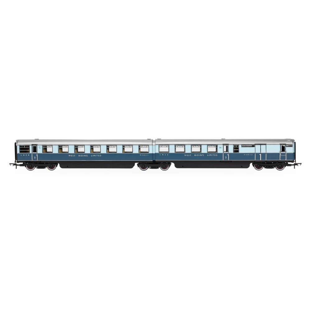 Hornby R40480 LNER West Riding Limited Open Third & Brake Third Articulated Coach Pack - Era 3 OO Scale