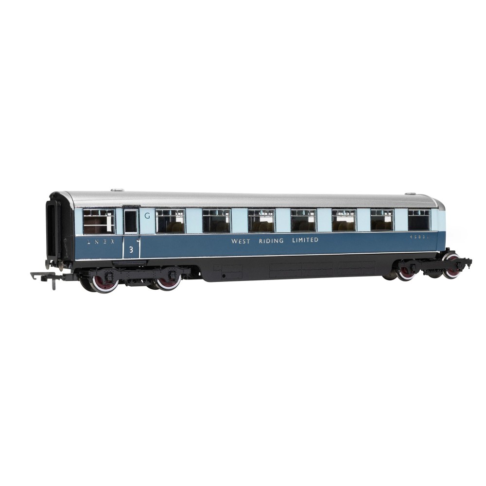Hornby R40480 LNER West Riding Limited Open Third & Brake Third Articulated Coach Pack - Era 3 OO Scale