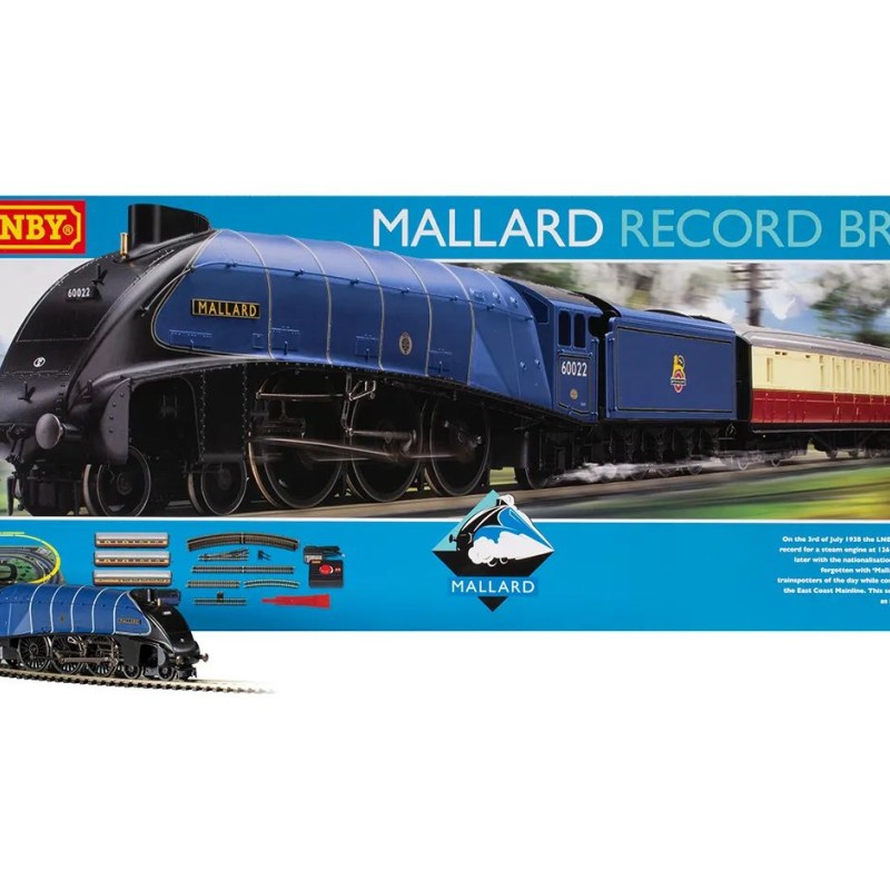 HORNBY R1282S Mallard Record Breaker Train Set - Era 3 OO GAUGE STEAM LOCO DCC READY