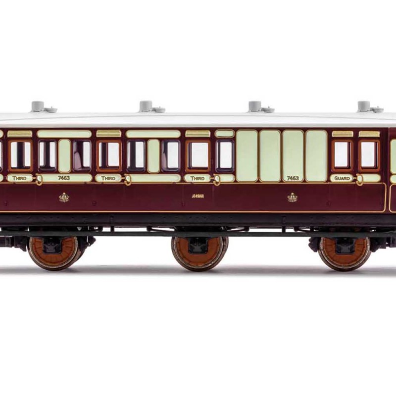Hornby R40122 LNWR 6 Wheel Coach Brake 3rd Class with Fitted Lights 7463 - Era 2 OO Scale