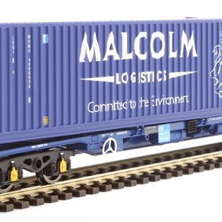 Hornby R60133 Malcolm Rail KFA Container Wagon with 1 x 20 ft & 1 x 40 ft Containers - Era 11 OO Scale