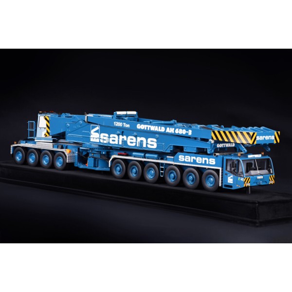IMC Models 20-1077 Sarens Gottwald AK 680-3 Mobile Crane Resin Model with Display Case - Scale 1:50