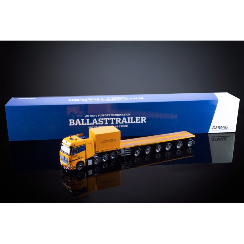 IMC Models 33-0124 Mercedes Actros 8x4 Nooteboom Ballast Trailer Container - Tadano Demag AC 700-9 Support Combo - Scale 1:50