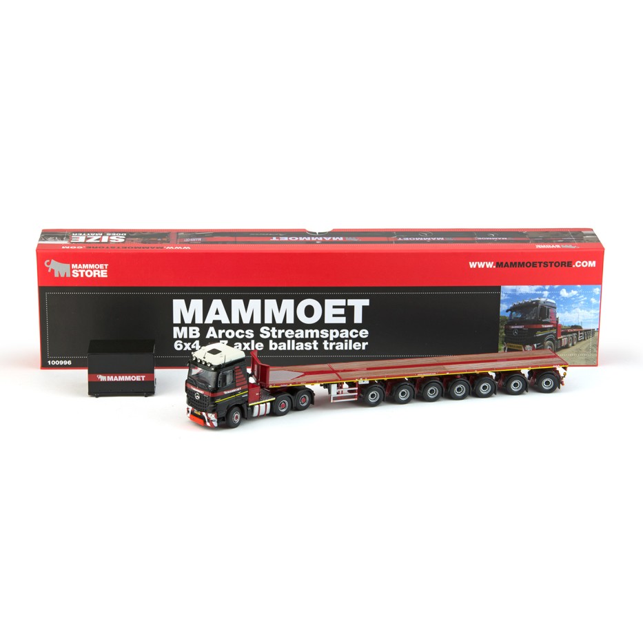 IMC Models 410202 Mammoet Mercedes Benz Arocs Streamspace 6x4 Nooteboom Ballasttrailer 7 axle + Ballast Box  - Scale 1:50