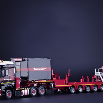 IMC Models 410256 Mammoet Mercedes-Benz Arocs 6x4 Truck Nooteboom 7 axle Low Loader Fassi F32A Crane  - Scale 1:50