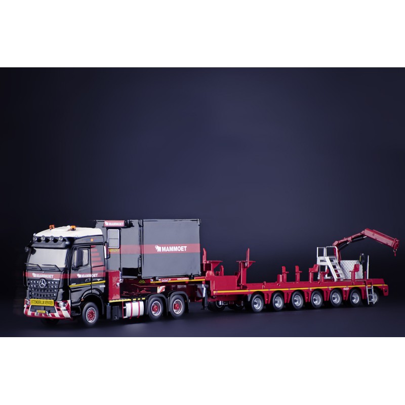 IMC Models 410256 Mammoet Mercedes-Benz Arocs 6x4 Truck Nooteboom 7 axle Low Loader Fassi F32A Crane  - Scale 1:50