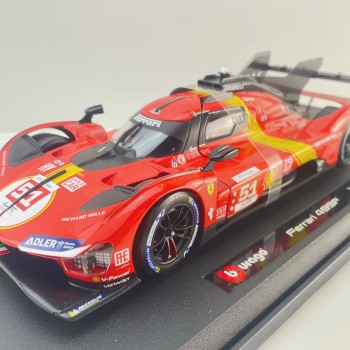 Bburago 18-16301 #51 - Ferrari 499P No 51 Winner 24h LeMans 2023 Pier Guidi, Calado, Giovinazzi Box Damage - Scale 1:18 
