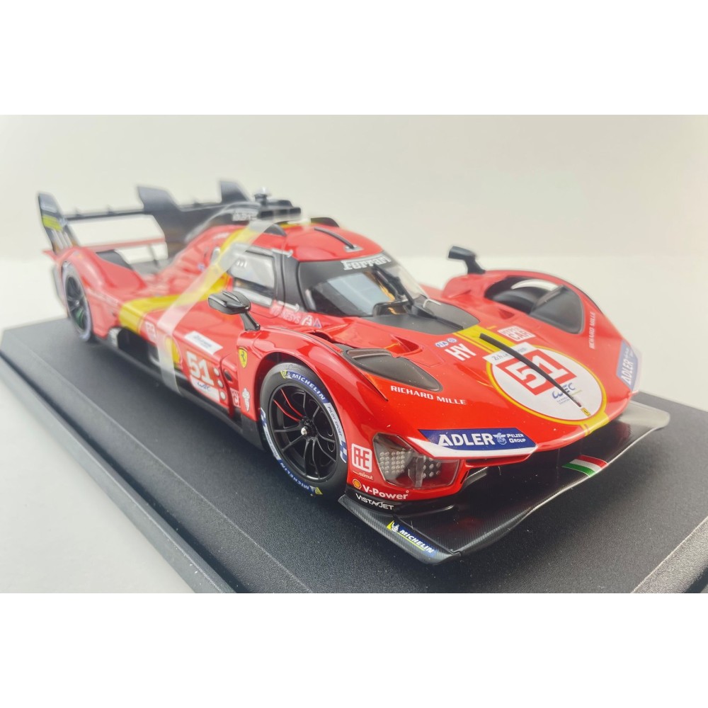 Bburago 18-16301 #51 - Ferrari 499P No 51 Winner 24h LeMans 2023 Pier Guidi, Calado, Giovinazzi Box Damage - Scale 1:18 