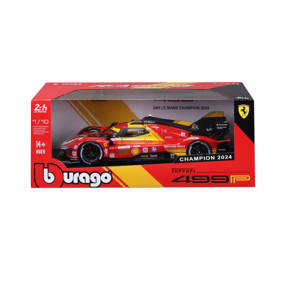Bburago 18-16303 #50 - Ferrari 499P No 50 Winner 24h LeMans 2024 Fuoco, Molina, Nielsen - Scale 1:18