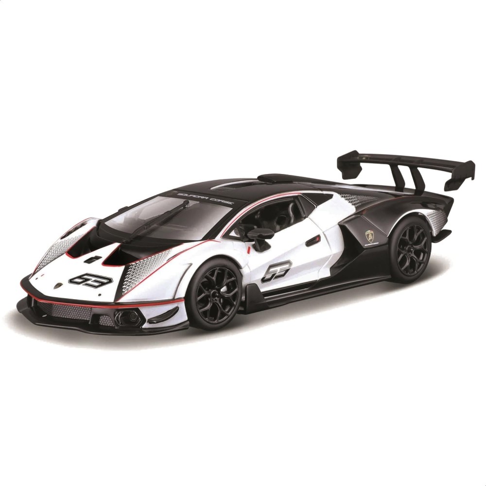 Bburago 18-28023 - 2021 Lamborghini Essenza SCV12 Sports Car White Black - Scale 1:24