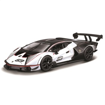 Bburago 18-28023 - 2021 Lamborghini Essenza SCV12 Sports Car White Black - Scale 1:24
