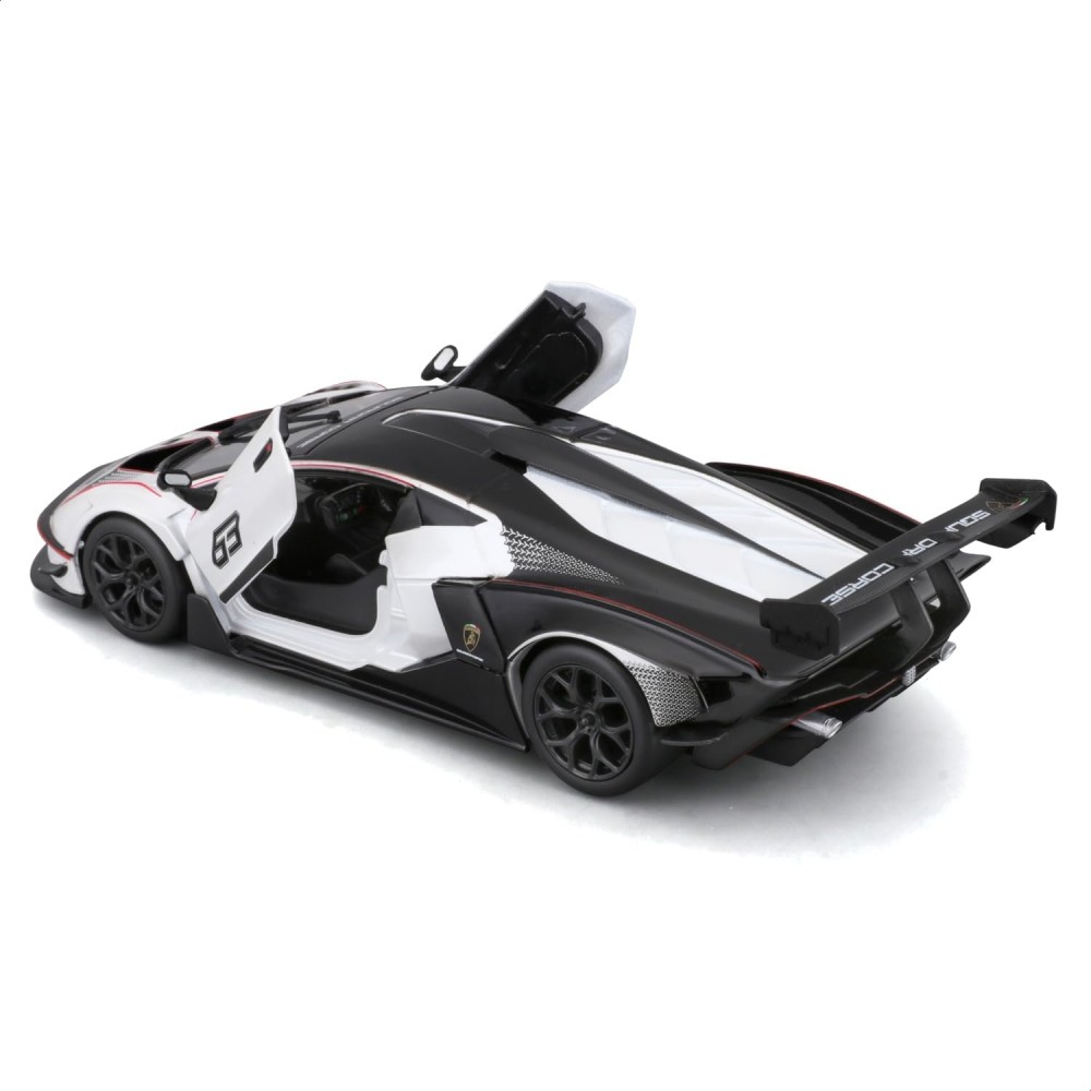 Bburago 18-28023 - 2021 Lamborghini Essenza SCV12 Sports Car White Black - Scale 1:24