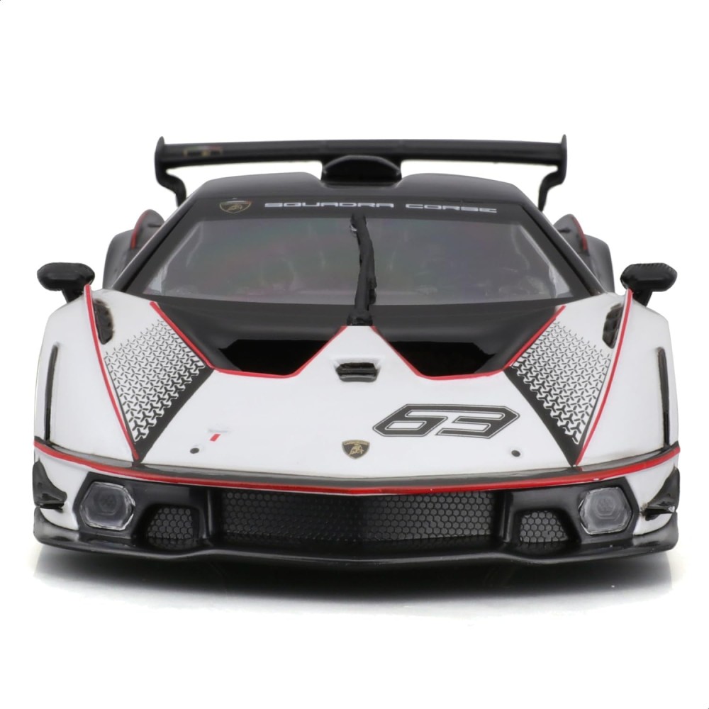 Bburago 18-28023 - 2021 Lamborghini Essenza SCV12 Sports Car White Black - Scale 1:24