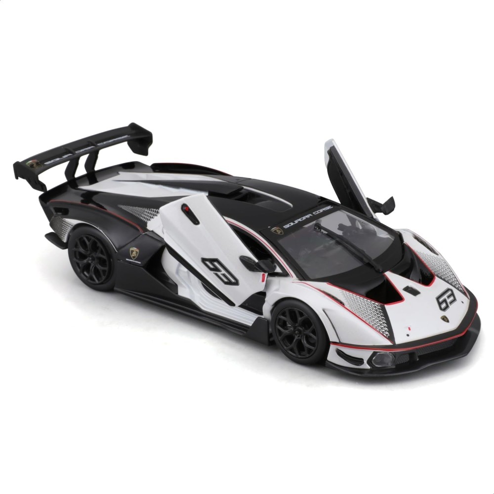Bburago 18-28023 - 2021 Lamborghini Essenza SCV12 Sports Car White Black - Scale 1:24