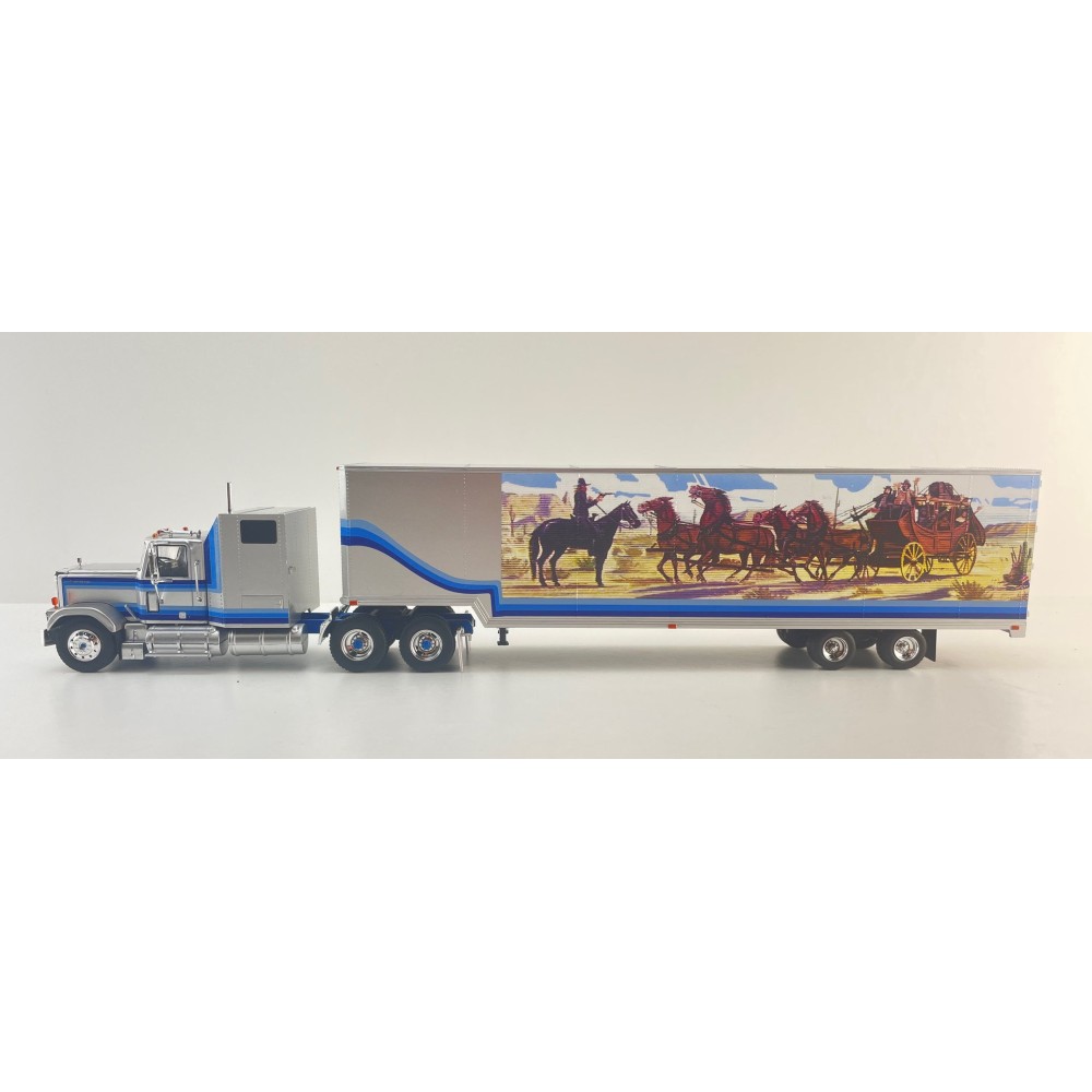 IXO TR039.22 - 1980 GMC General 6x4 Truck with Box Trailer Silver Smokey and the Bandit Style - Scale 1:43