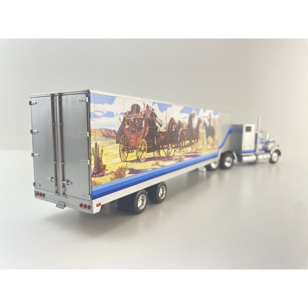 IXO TR039.22 - 1980 GMC General 6x4 Truck with Box Trailer Silver Smokey and the Bandit Style - Scale 1:43