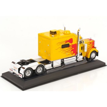 IXO TR193.22 - 2002 Peterbilt T 379 Custom 6x4 Prime Mover Yellow / Red Flames - Scale 1:43