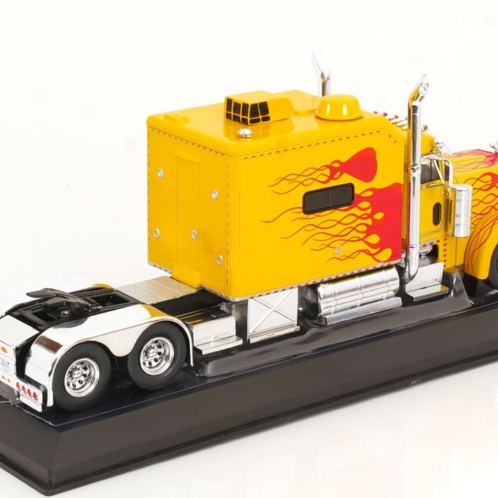 IXO TR193.22 - 2002 Peterbilt T 379 Custom 6x4 Prime Mover Yellow / Red Flames - Scale 1:43