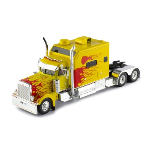 IXO TR193.22 - 2002 Peterbilt T 379 Custom 6x4 Prime Mover Yellow / Red Flames - Scale 1:43