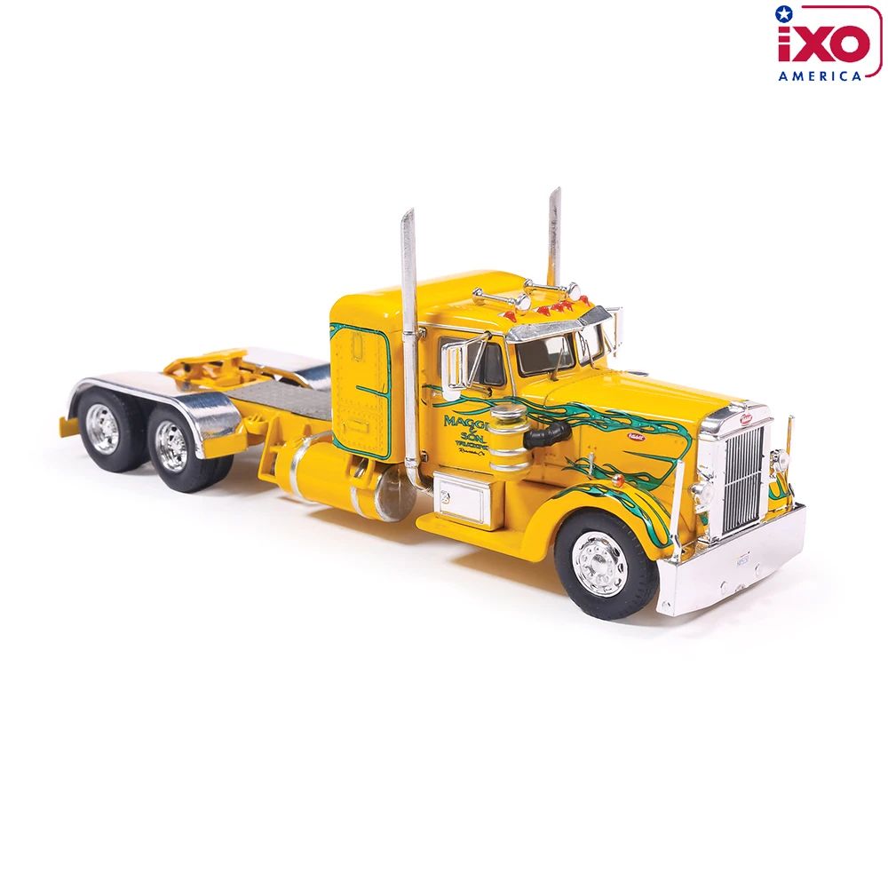 IXO U64TR018 - 1962 Peterbilt 350 Custom 6x4 Truck Cab Yellow with Green Flames - Scale 1:64