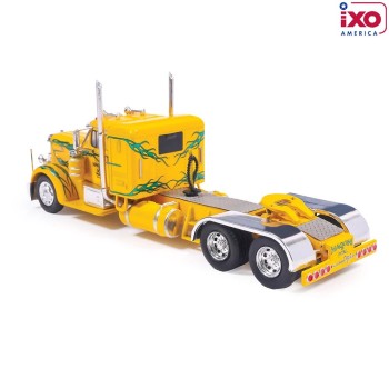 IXO U64TR018 - 1962 Peterbilt 350 Custom 6x4 Truck Cab Yellow with Green Flames - Scale 1:64