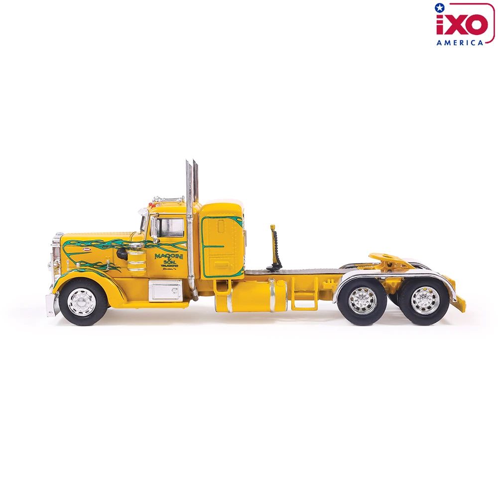 IXO U64TR018 - 1962 Peterbilt 350 Custom 6x4 Truck Cab Yellow with Green Flames - Scale 1:64