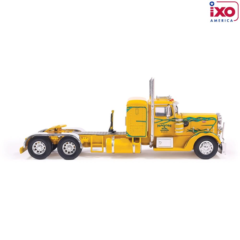 IXO U64TR018 - 1962 Peterbilt 350 Custom 6x4 Truck Cab Yellow with Green Flames - Scale 1:64