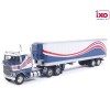 IXO U64TRTR001S - 1976 Ford CL 9000 6x4 Truck with Vintage Reefer Traile Red White Blue - Scale 1:64