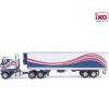 IXO U64TRTR001S - 1976 Ford CL 9000 6x4 Truck with Vintage Reefer Traile Red White Blue - Scale 1:64