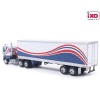 IXO U64TRTR001S - 1976 Ford CL 9000 6x4 Truck with Vintage Reefer Traile Red White Blue - Scale 1:64