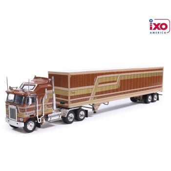 IXO U64TRTR003M - 1976 Kenworth K100 Aerodyne 6x4 Truck - Brown with Modern Trailer - Scale 1:64