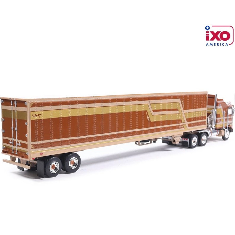 IXO U64TRTR003M - 1976 Kenworth K100 Aerodyne 6x4 Truck - Brown with Modern Trailer - Scale 1:64