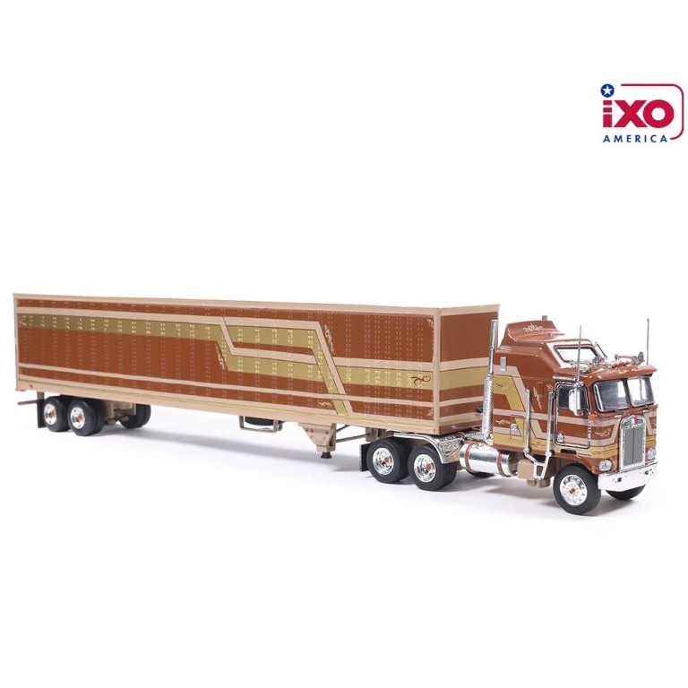 IXO U64TRTR003M - 1976 Kenworth K100 Aerodyne 6x4 Truck - Brown with Modern Trailer - Scale 1:64
