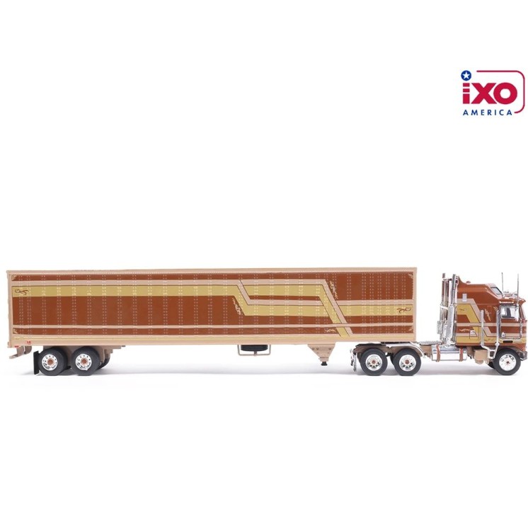 IXO U64TRTR003M - 1976 Kenworth K100 Aerodyne 6x4 Truck - Brown with Modern Trailer - Scale 1:64