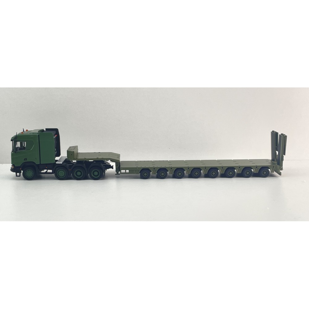 MASDI - Army Scania R650 8x4 Prime Mover with 8 axle Semi Low Loader Trailer Panther - Scale 1:64