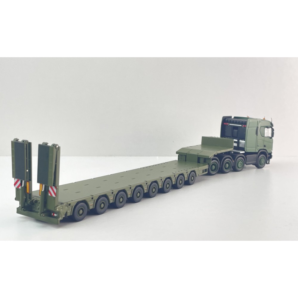 MASDI - Army Scania R650 8x4 Prime Mover with 8 axle Semi Low Loader Trailer Panther - Scale 1:64